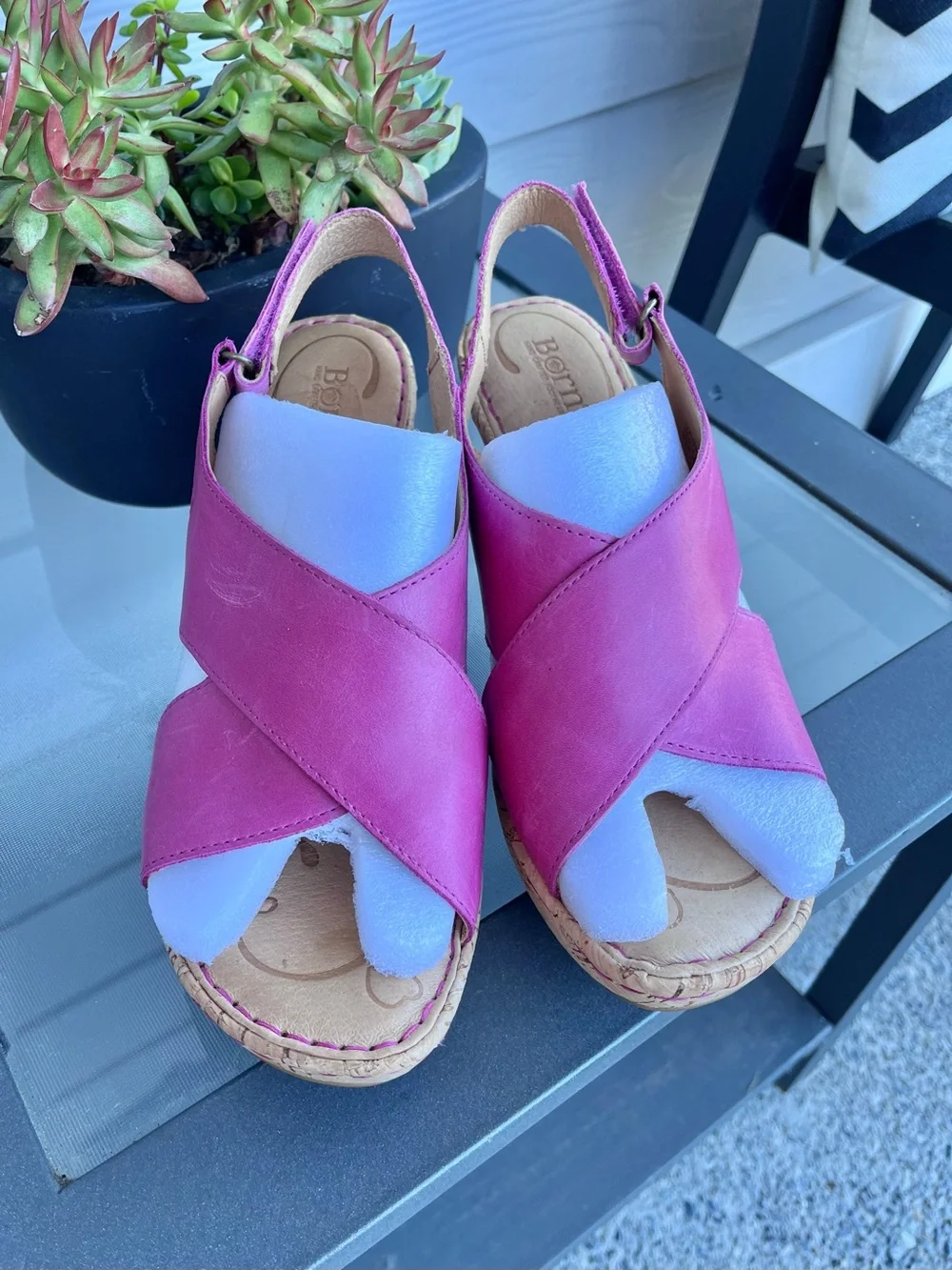 Born Pink Leather Henning Sandal with Cork Platform